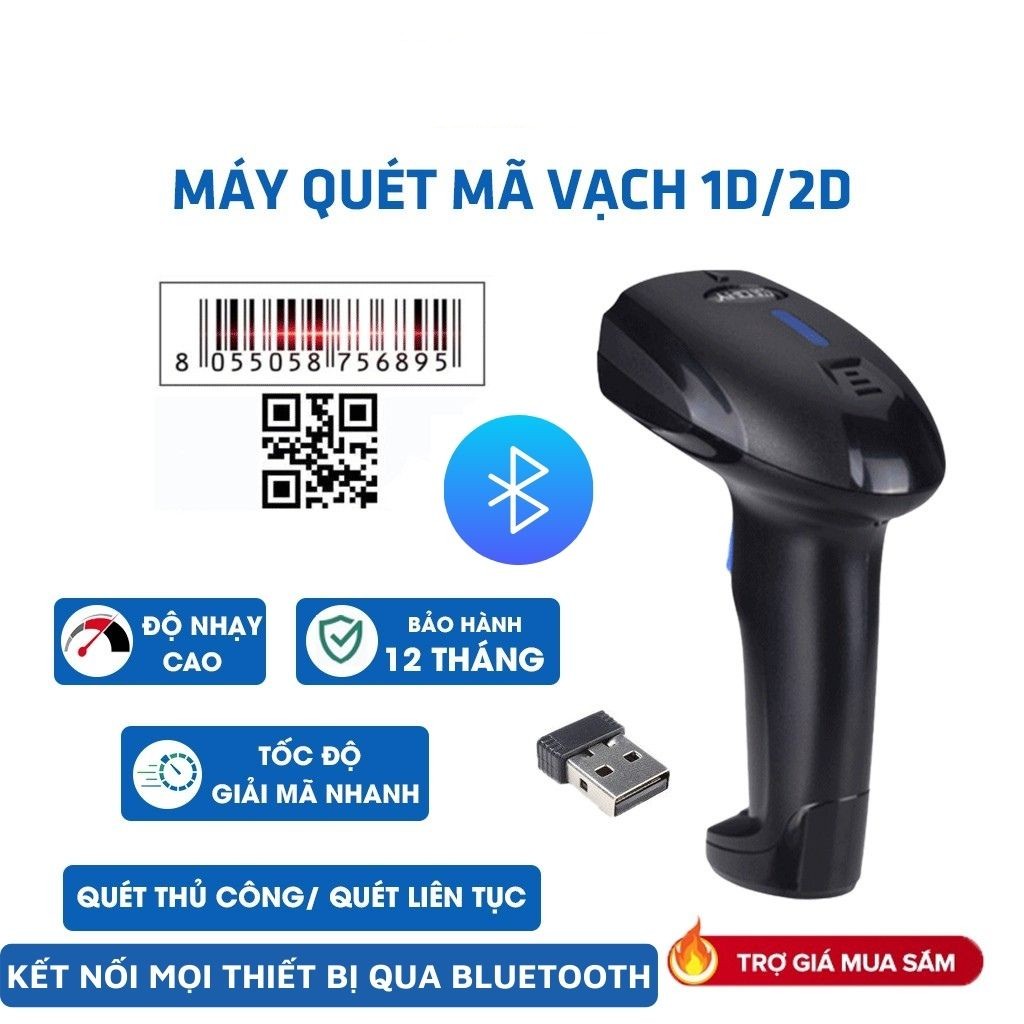 Máy quét mã vạch YHD 1100DB 2D, QRcode kết nối Bluetooth/ 2.4G – Hàng Chính Hãng