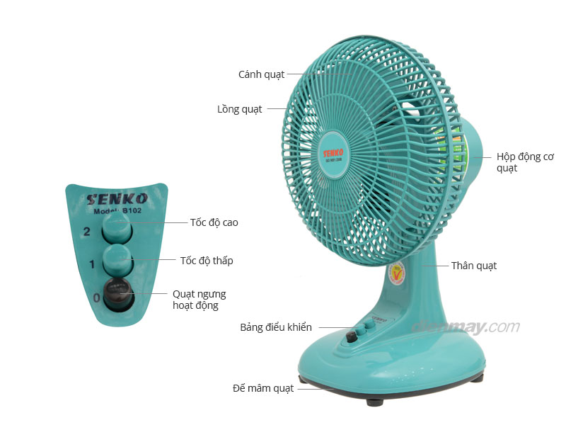 Quạt Bàn Mini Senko B102 - Xanh Lá - Hàng Chính Hãng