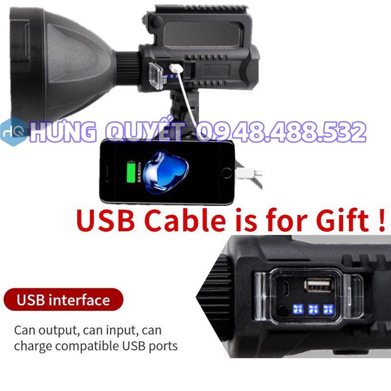 Đèn pin siêu sáng Đèn rọi sáng mạnh chiếu sáng di động LED công suất cao năng có cổng sạc USB chống thấm nước