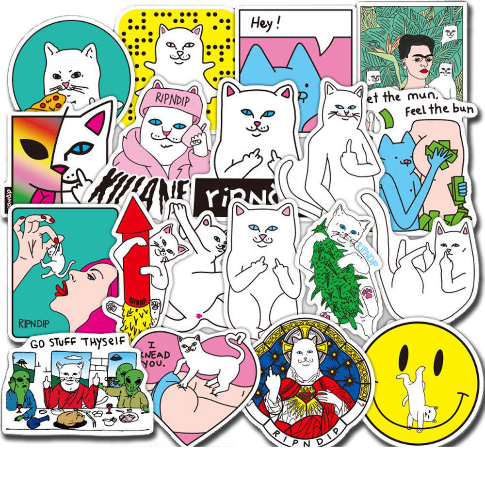 Set 30 Sticker Mèo RIPNDIP hình dán có ép lụa