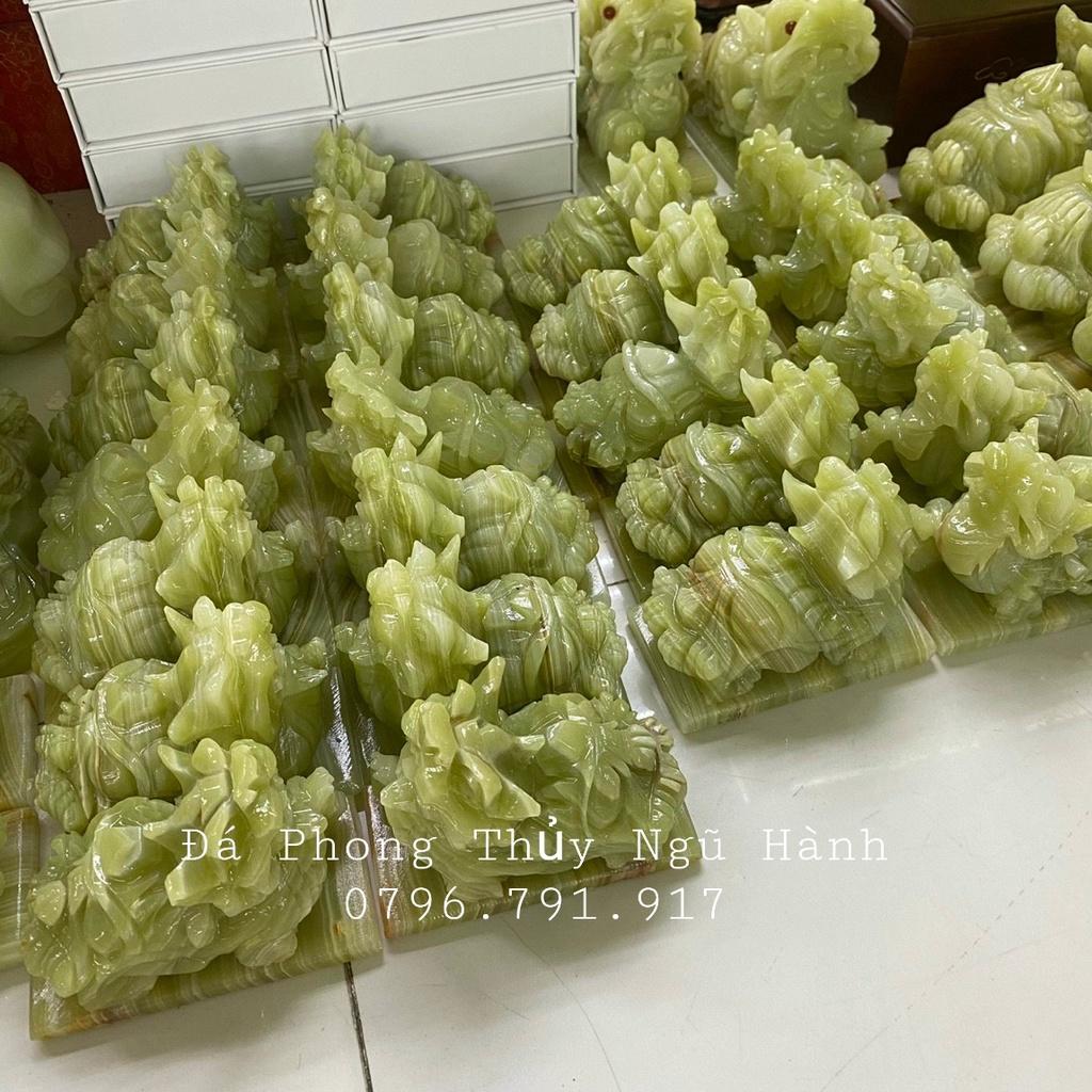 Cặp Tỳ Hưu Đá ngọc Pakistan Xanh Dài 10cm - Hàng Đẹp
