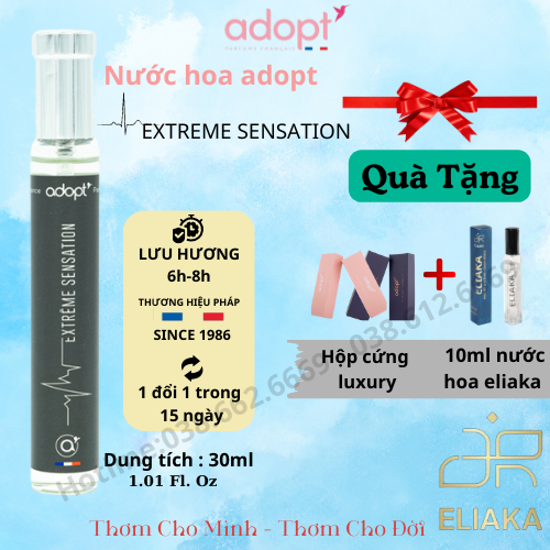 Nước hoa nam,nước hoa quang linh chính hãng adopt Extreme Sensation hương thơm cuốn hút mạnh mẽ trẻ trung dung tích 30ml