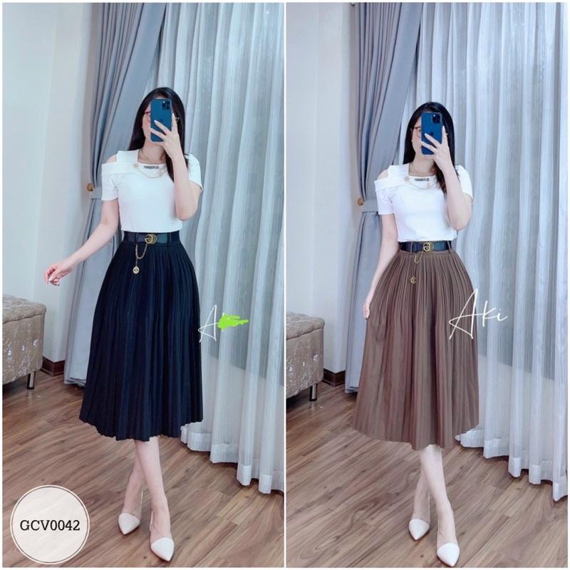 ️Chân váy xoè ly nhỏ tặng kèm đai hàng cao cấp bán shop