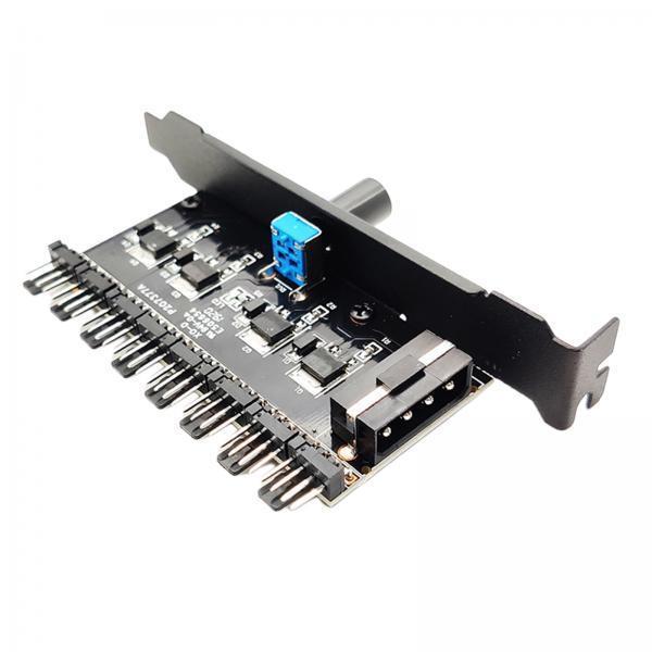 2X 1 3 8 Way PC Case Cooling Fan Hub 4-pin/3-pin Stepless Speed Controller 3