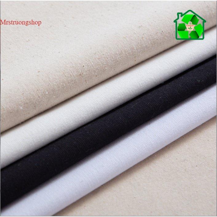 Vải Bố Vải canvas 100% COTTON CANVAS FABRIC 225GSM Màu Be, Màu Trắng Màu Đen - Màu Đen