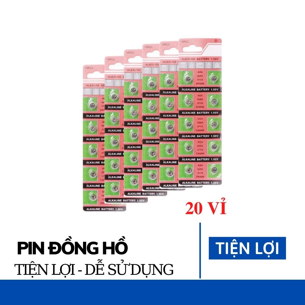 20 vỉ pin đồng hồ phổ thông AG4 - 626 - 377A ( 200 viên)