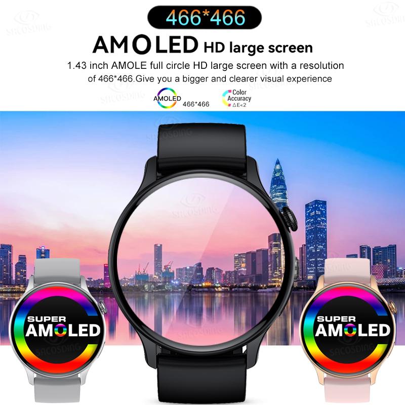 2023 Phụ nữ smartwatch mới 466*466 AMOLED 1.43 "Màn hình HD luôn hiển thị thời gian Bluetooth Gọi IP68 WaterProof Sports SMART WATCH