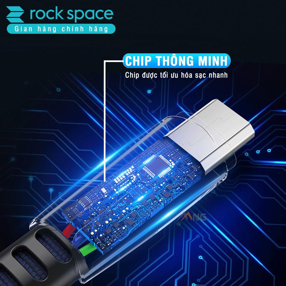 Dây Sạc Rockspace M2 dành cho Iphone , sạc nhanh có đèn LED dây dù chống rối - Hàng chính hãng