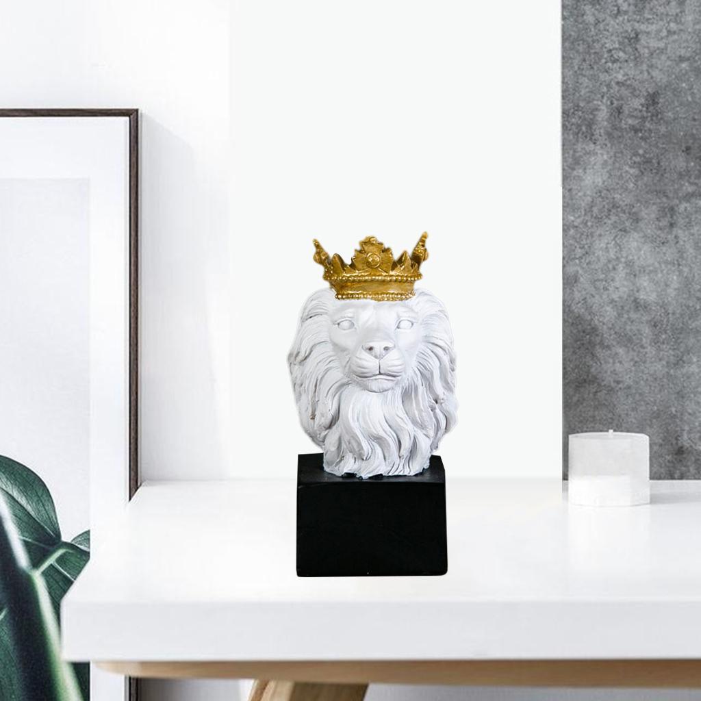 Lion Head Statue Ornament Home Sculpture Figurine Decor