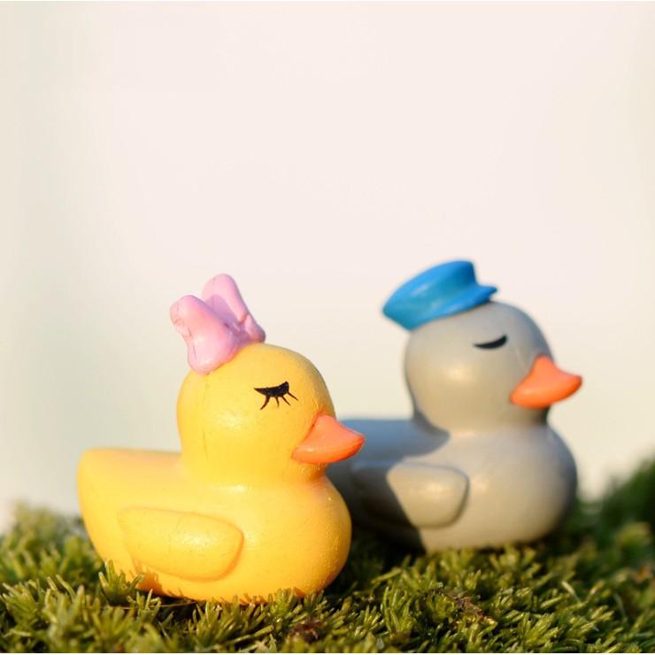 Mô hình đôi vịt cute dễ thương trang trí tiểu cảnh, móc khóa, DIY