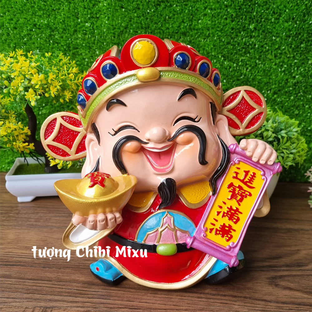 Tượng Thần Tài 22.5cm mẫu thỏi vàng Chiêu Tài Tấn Lộc