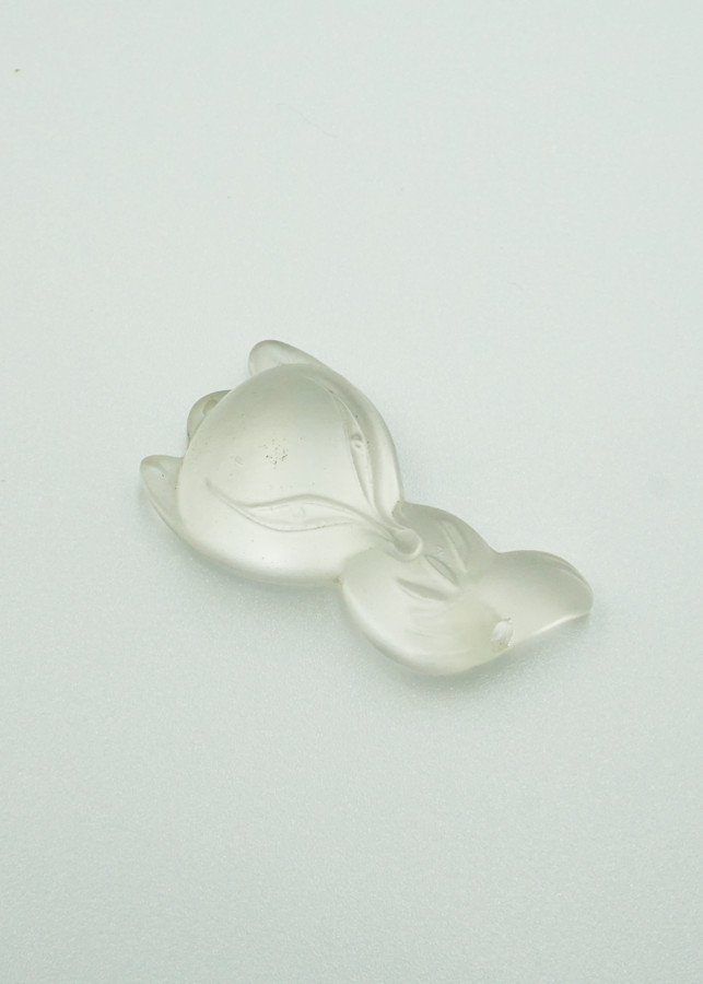 Mặt dây Hồ Ly thướt tha đá Topaz trắng nhám Tình Duyên - mạng Kim