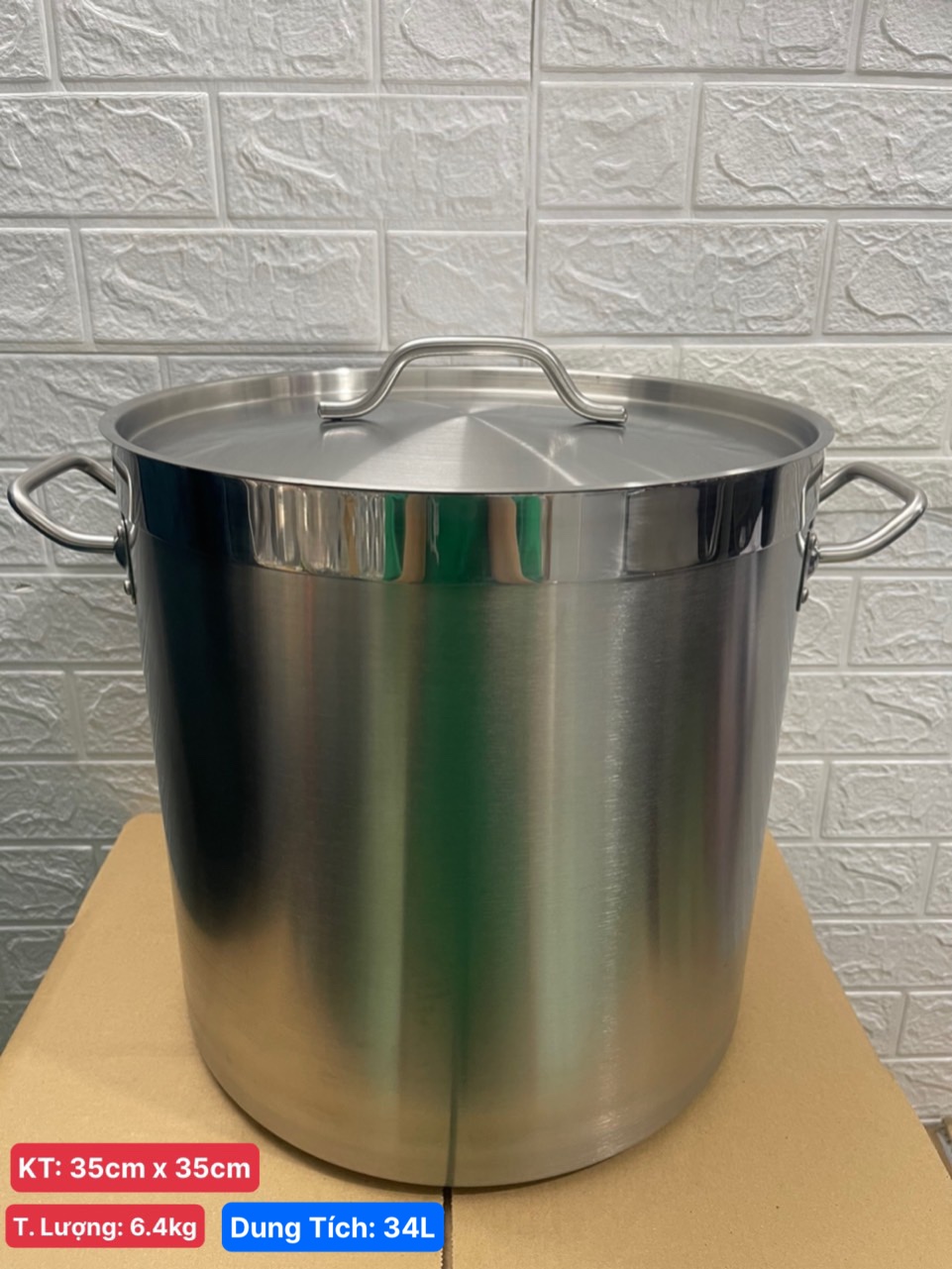 Nồi Inox 2 Quai Cao Cấp 3 Đáy _ Dung Tích: 34Lít _