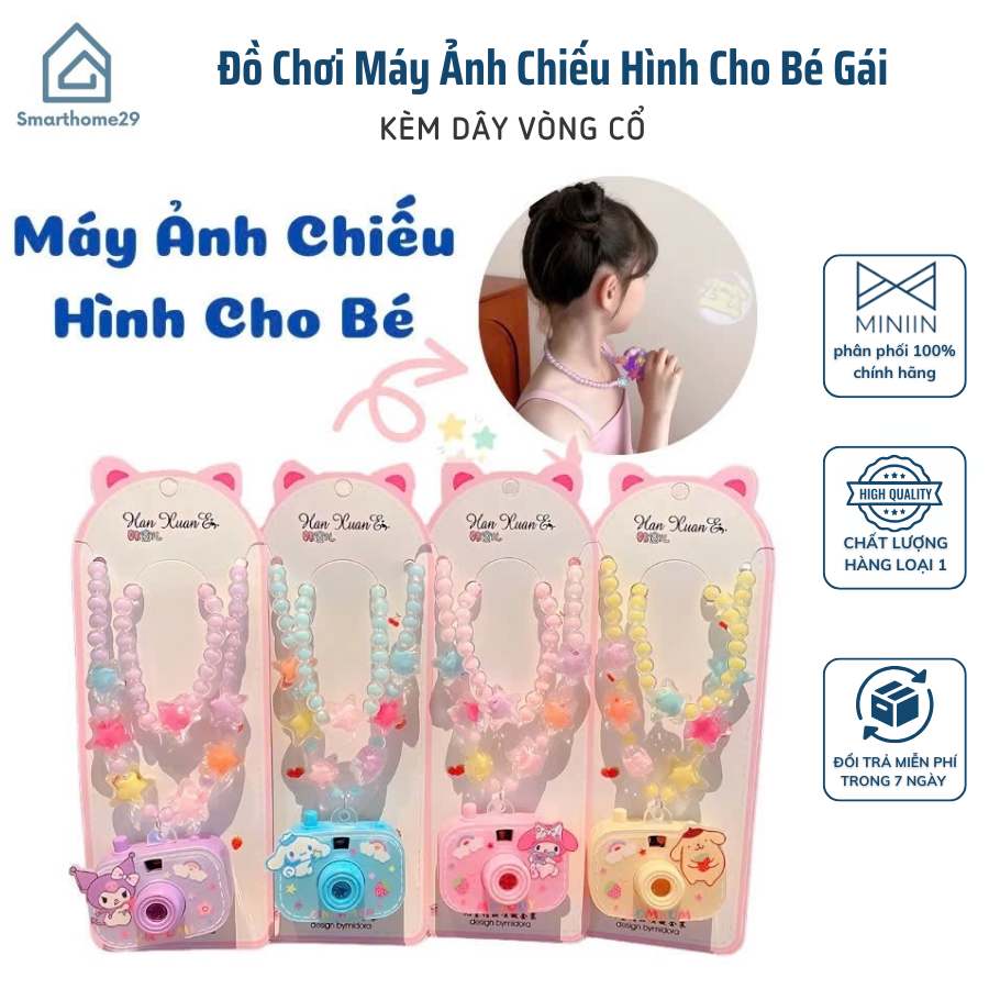 Đồ Chơi Máy Ảnh Chiếu Hình Kuromi, Melody, Hello Kitty, Cún Trắng Cho Bé Kèm Set Vòng Cổ - Quà tặng cho bé - HÀNG CHÍNH HÃNG MINIIN
