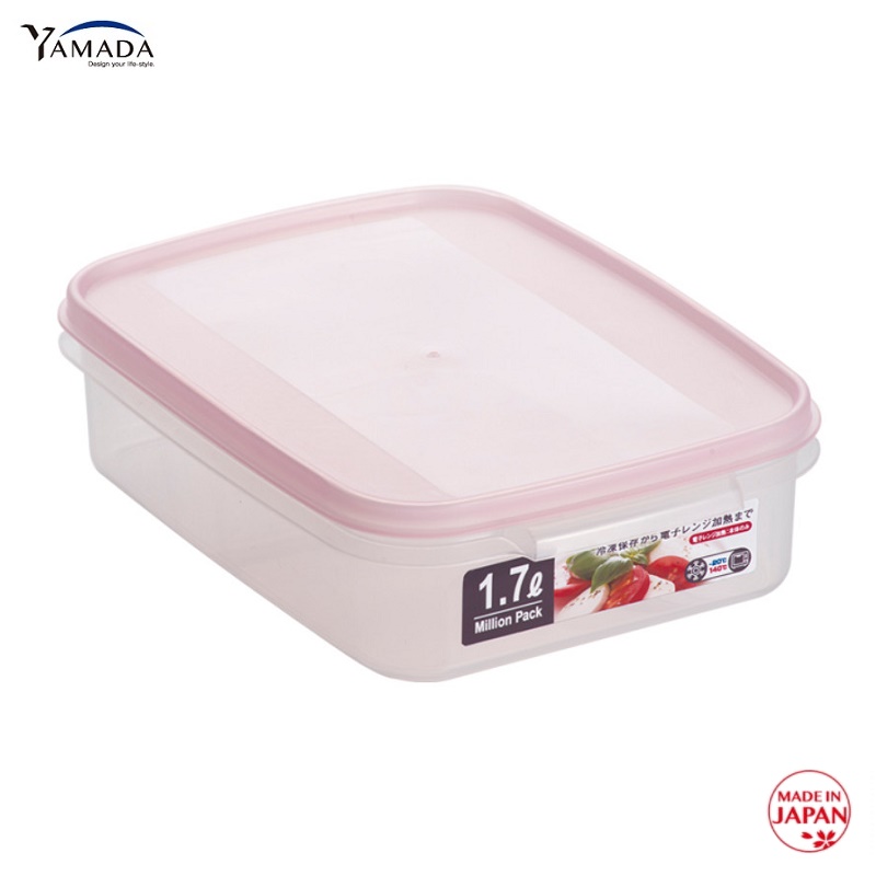 Hộp thực phẩm có nắp đậy an toàn Yamada Million Pack 1.7L hàng chuẩn Made in Japan
