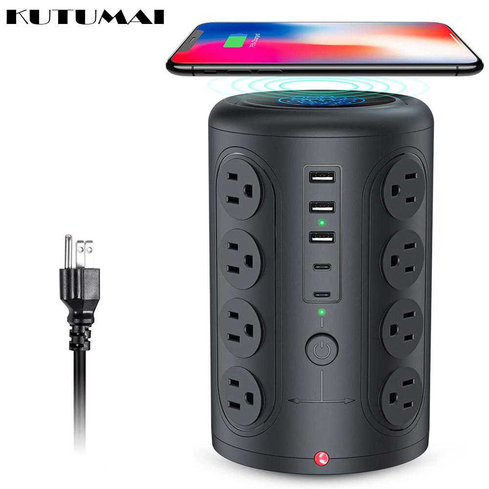 Power Strip Tháp Chống Sét Bảo Vệ Sạc Không Dây 12AC 4USB Type-C Với Đèn Ngủ Bảo Vệ Quá Tải Thích Hợp Cho Gia Đình