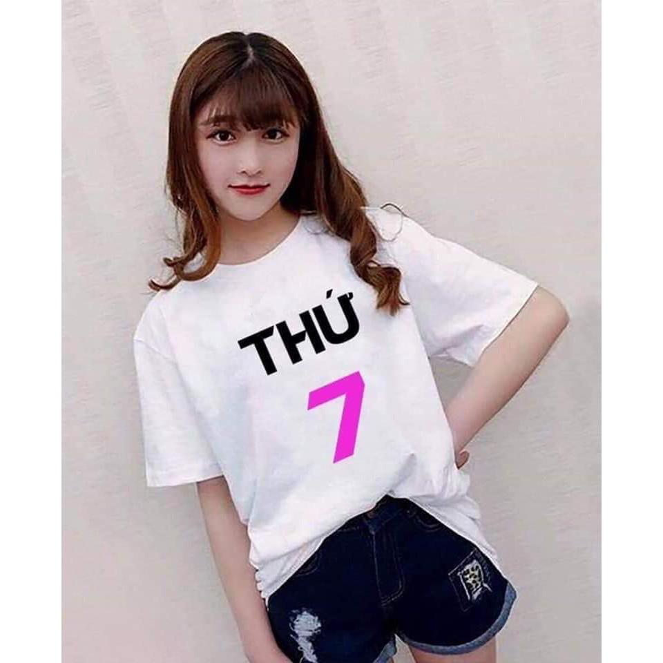 Áo thun nữ Form rộng vải dày mịn bảy thứ trong tuần