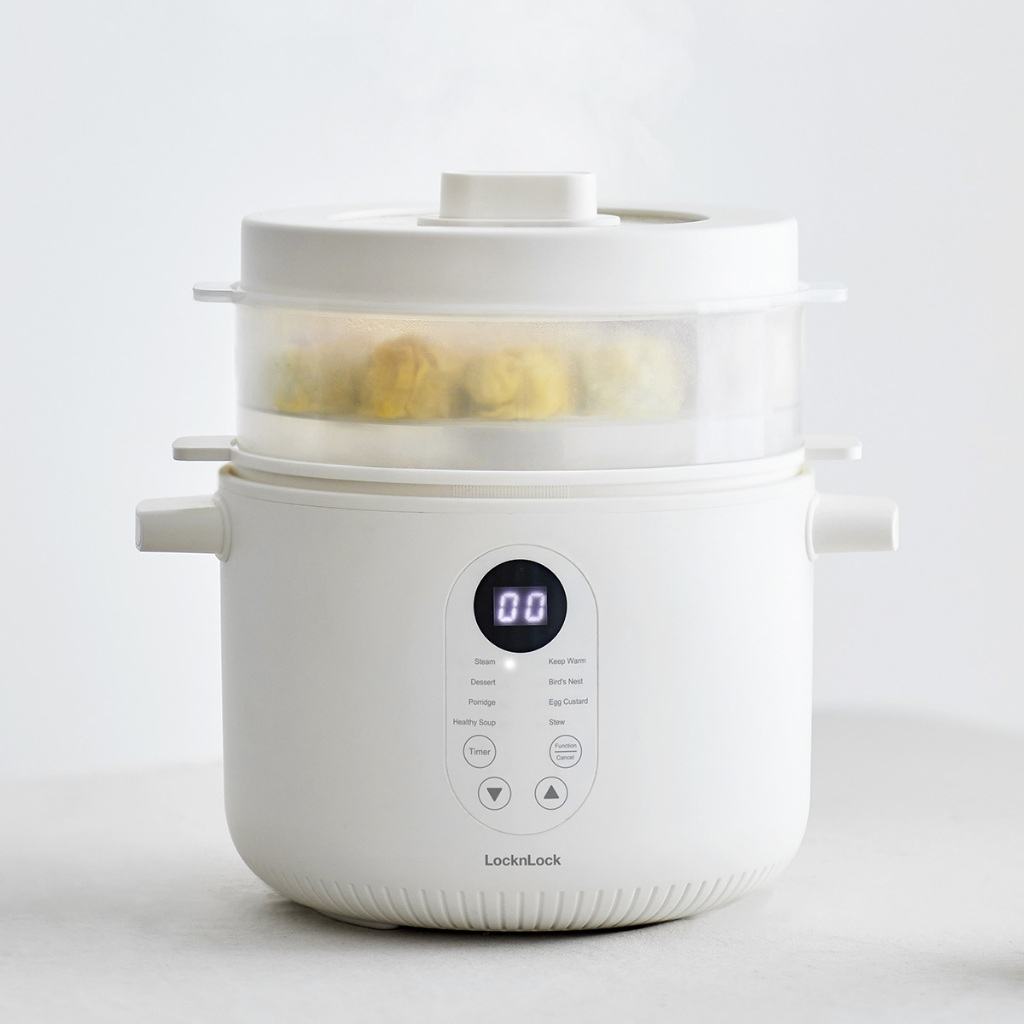 Nồi nấu chậm đa năng 2.5L Locknlock Bianco EJP164IVY, Hàng chính hãng, 4 thố sứ đi kèm, 7 chức năng, giữ ấm - JoyMall