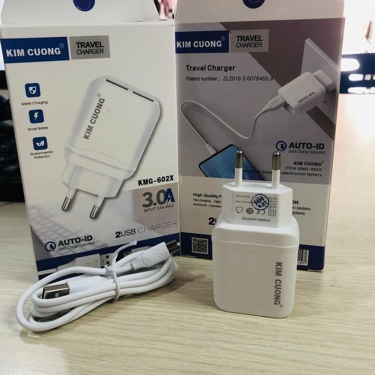 Bộ sạc nhanh kim cương 3.0A -2USB dành cho các dòng máy hỗ trợ sạc nhanh+kèm dây sạc cổng android kim cương