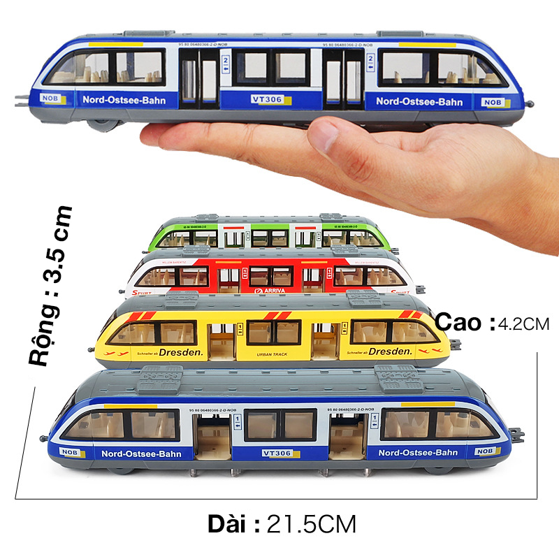 Đồ chơi tàu điện ngầm cao tốc KAVY hiện đại có âm thanh và ánh sáng hợp kim sắt