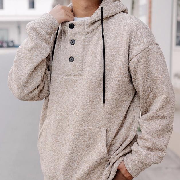 Áo Hoodie nam chất liệu nỉ dày ấm áp SSStutter Button hoodie