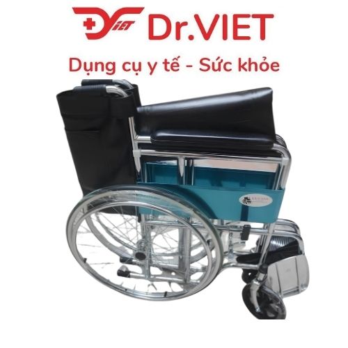 Xe Lăn Tay Lucass X9 Cho Người Già, Người Bệnh, Người Khuyết Tật, Khung Thép Mạ Crom, Ghế Simili, Có Gác Chân, Gấp Gọn