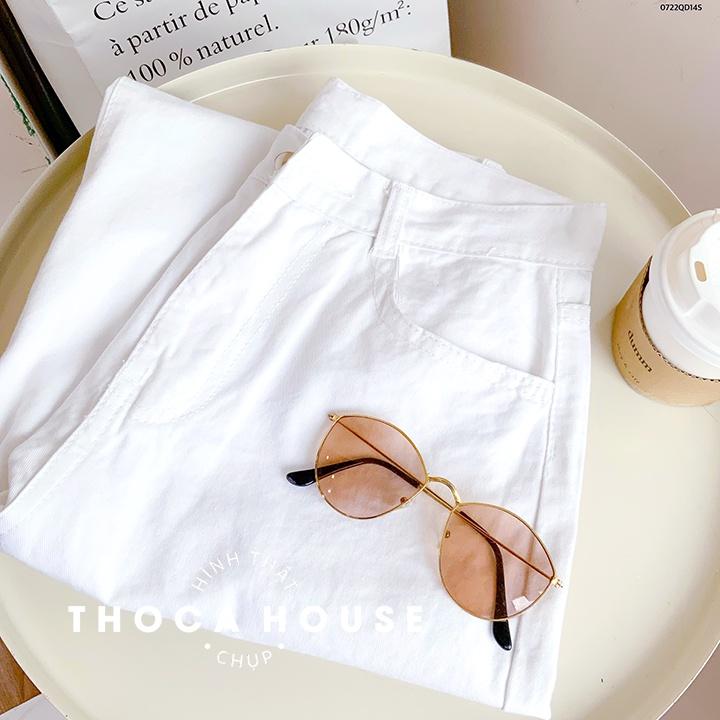 Quần jeans ống rộng lai trơn trắng thời trang 3009 THOCA HOUSE tôn dáng cao cực xinh, dễ phối đồ