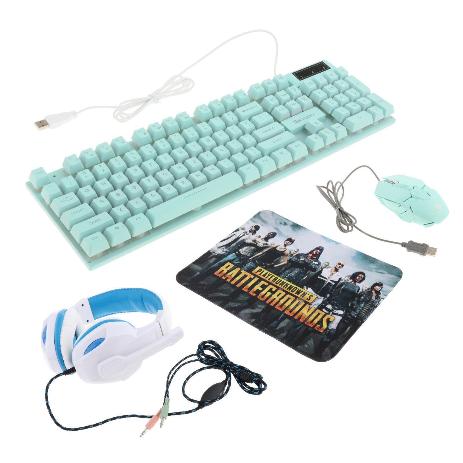 Gaming Keyboard Mouse Headset & Mouse Pad Kit ,Programmable Mouse, USB Keyboards ,Gaming Keyboard Combo, for Computer Desktop Gamer