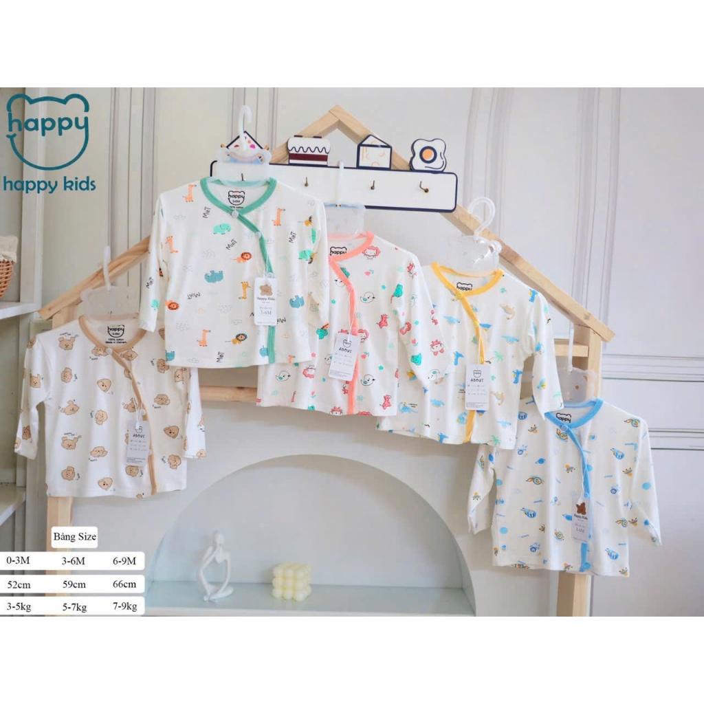 [3-8kg] Áo Sơ Sinh DÀI TAY Họa Tiết Viền Màu Chất Thun Lạnh Mềm, Mát, Mỏng, Co Giãn Cho Bé - Viền Hồng