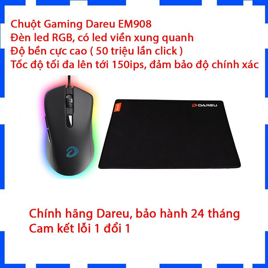 Chuột Gaming Dareu EM908 - Led RGB - Có led viền - Hàng chính hãng