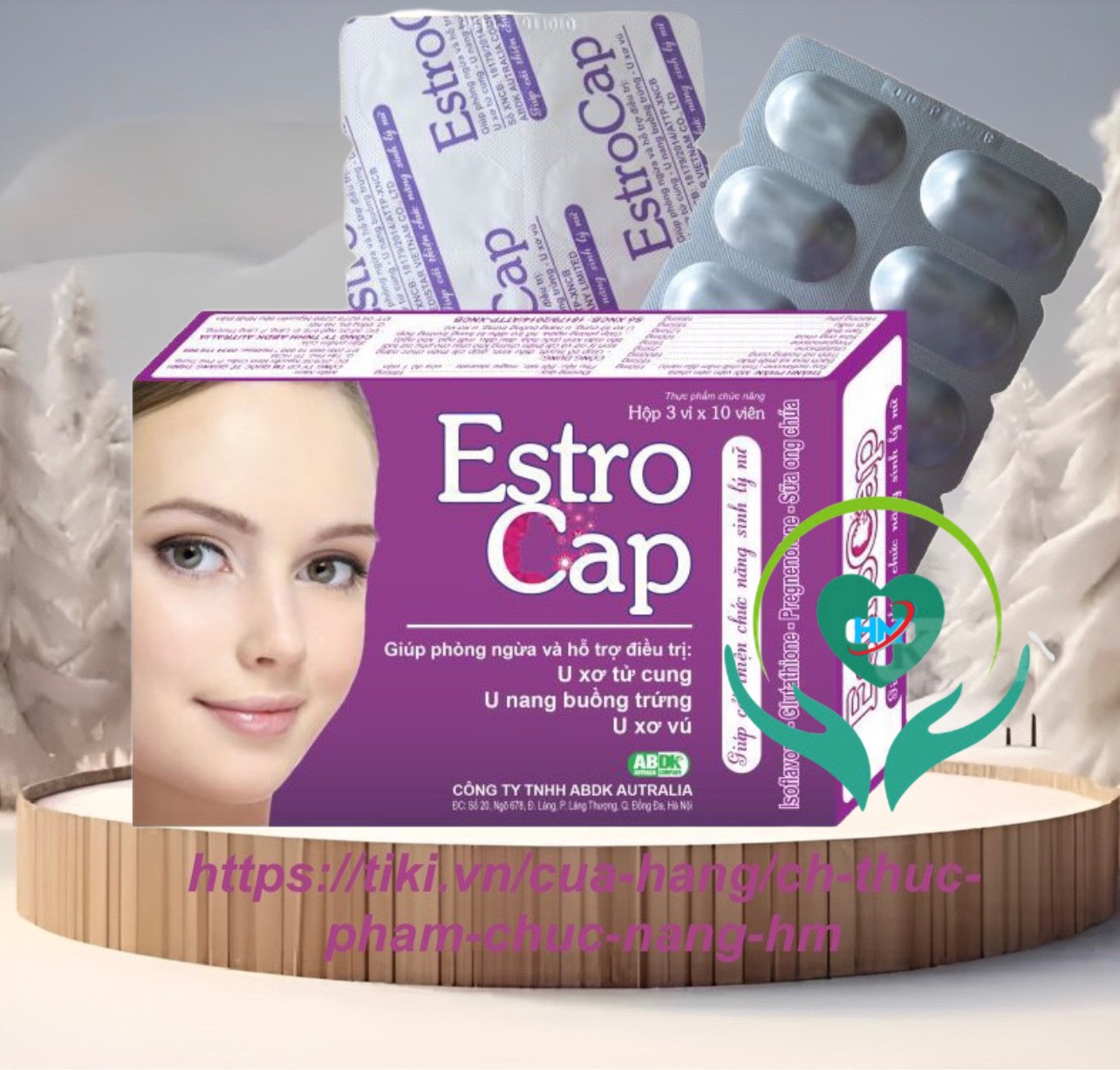 Viên Uống ESTROCAP -Hộp 30 Viên -Dùng cho nữ giới u xơ tử cung lành tính, kinh nguyệt không đều , đau bụng kinh