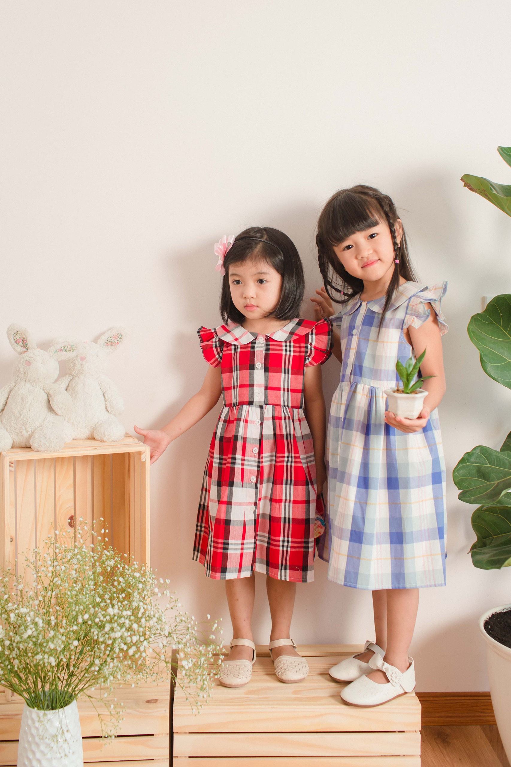 Đầm ca rô Vintage Dành Cho Bé Từ 1 Đến 6 Tuổi
