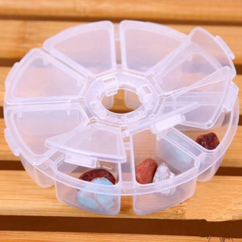 Hộp nhựa tròn 8 ngăn nắp bật Đường kính 10cm Hộp nhựa nhỏ đựng phụ kiện tiện lợi