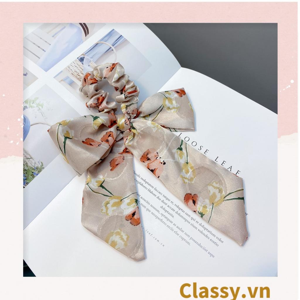 Dây cột tóc Classy vải linen, họa tiết hoa dễ thương, có thể dùng làm phụ kiện chụp ảnh PK1235