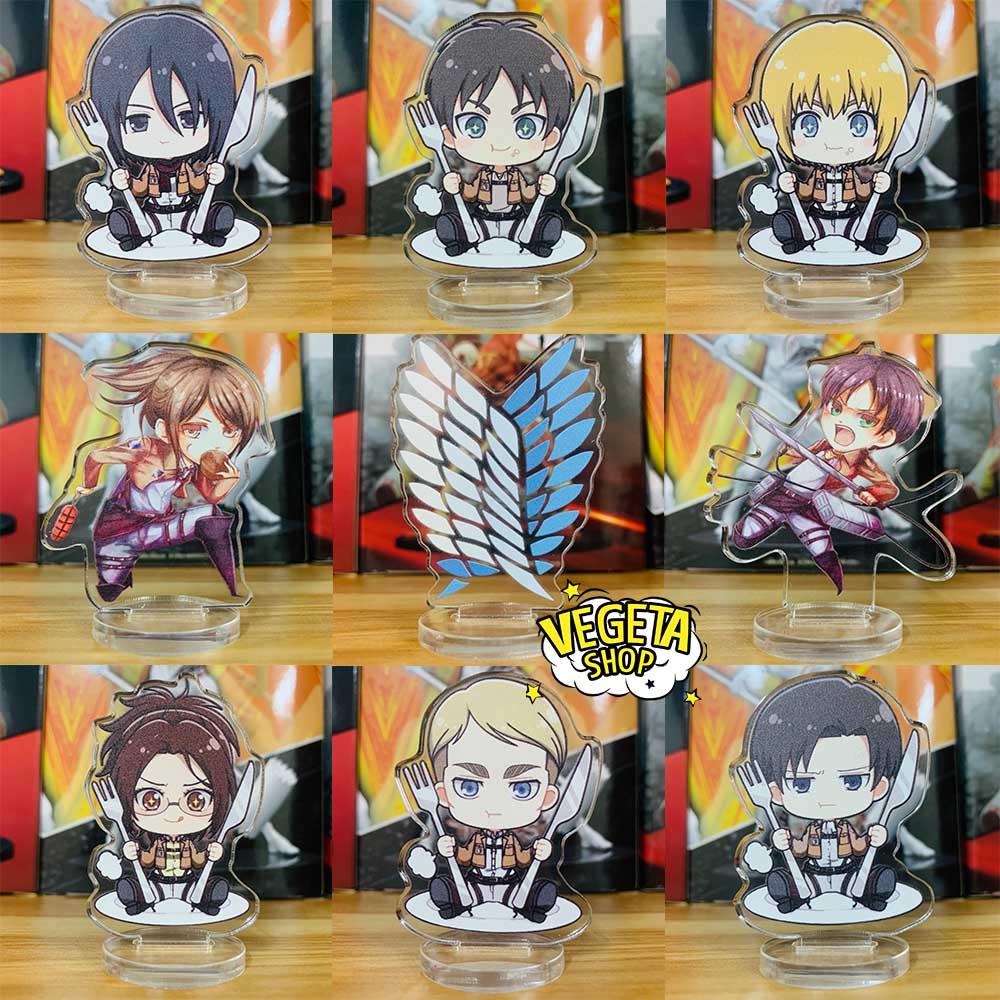 Mô Hình Tượng Standee Acrylic Mica 2 mặt - Trọn bộ Set 9 mẫu Attack On Titan - Eren Mikasa Armin Levi Sasha Erwin Hange