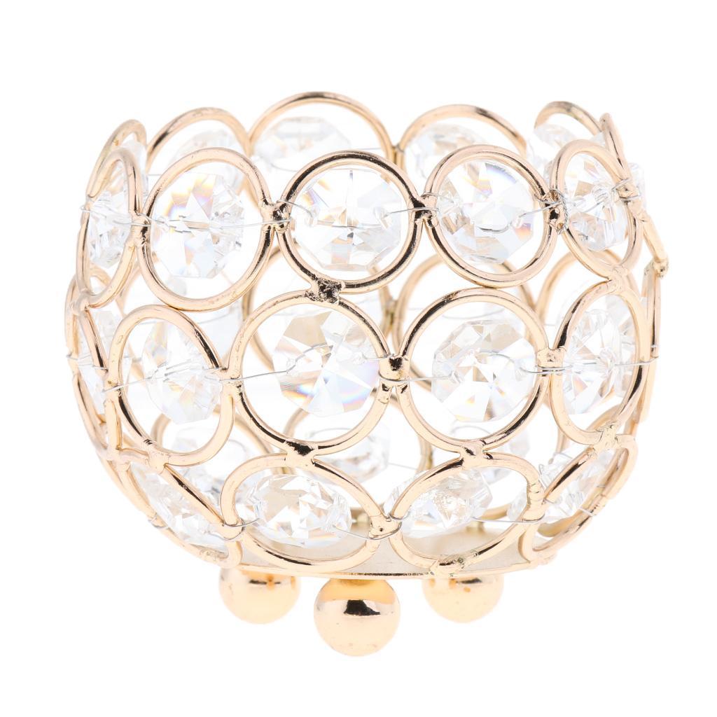 3pcs 3'' Crystal Beads Candle Holder Banquet Candlestick Table Centerpiece