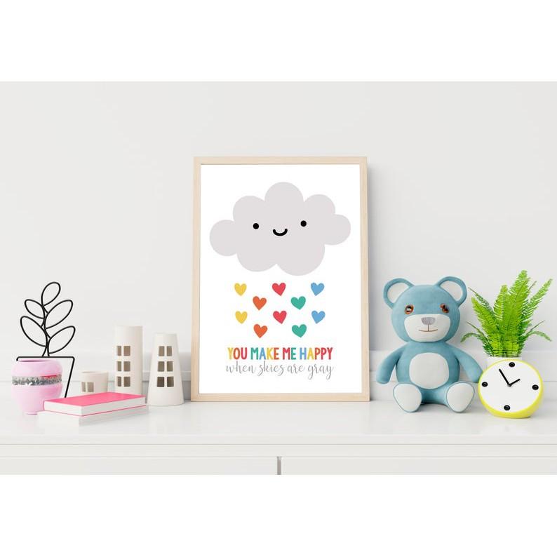 Tranh treo tường | Tranh cho bé-Cloud Wall Art for Girl Bedroom Decor 38 , tranh canvas giá rẻ