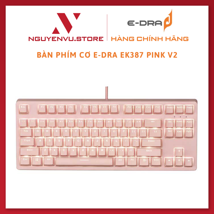 Bàn phím Cơ E-Dra EK387 Pink V2 - Hàng Chính Hãng