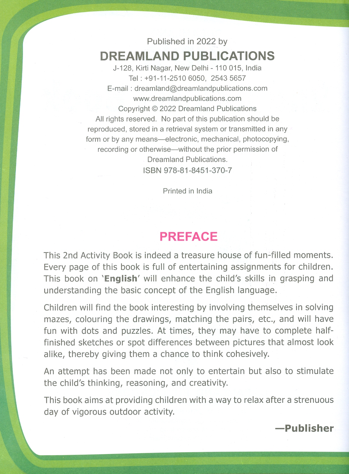 Kid's 2 nd Activity Book English - Age 4+ (Các Hoạt Động Học Tập Tiếng Anh Cho Trẻ 4+)