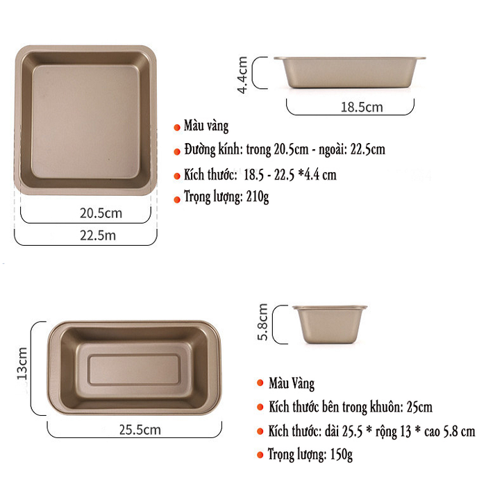 Bộ 5 Khuôn Nướng Bánh Chống Dính Cao Cấp Chất Liệu Thép Carbon - khuôn nướng bánh mì, pizza, cupcake