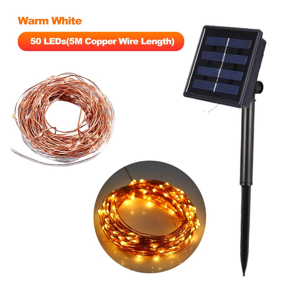 Dây đèn LED năng lượng mặt trời trang trí sân vườn, tùy chọn chiều dài, số bóng LED