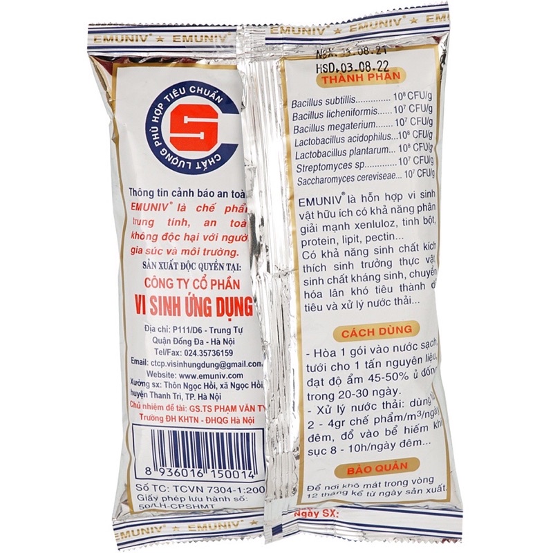 Combo 5 gói Chế phẩm vi sinh xử lý chế phẩm hữu cơ EM 200gr