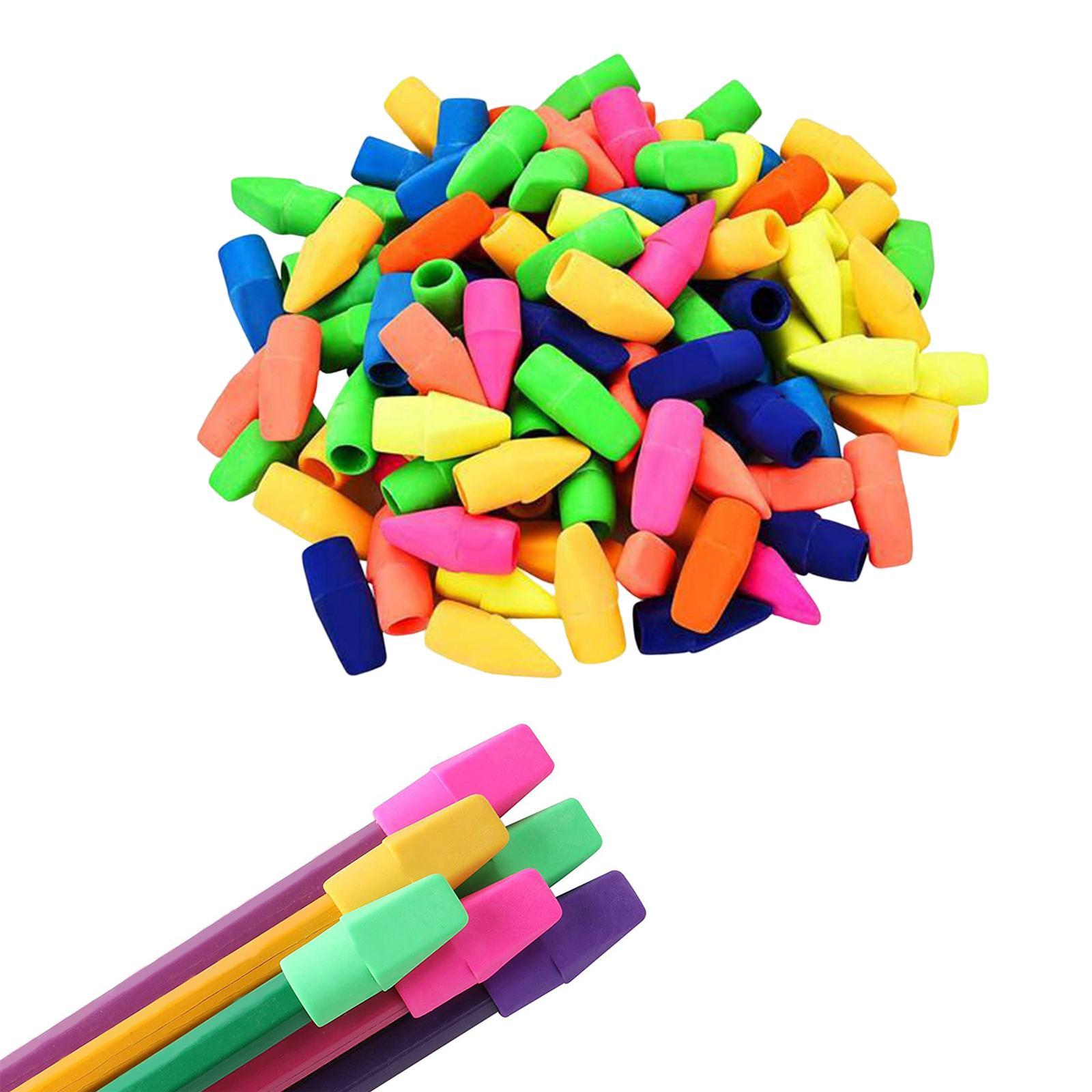 100 Pieces Eraser Hats Stationery Pencil Top Erasers for Home Supplies