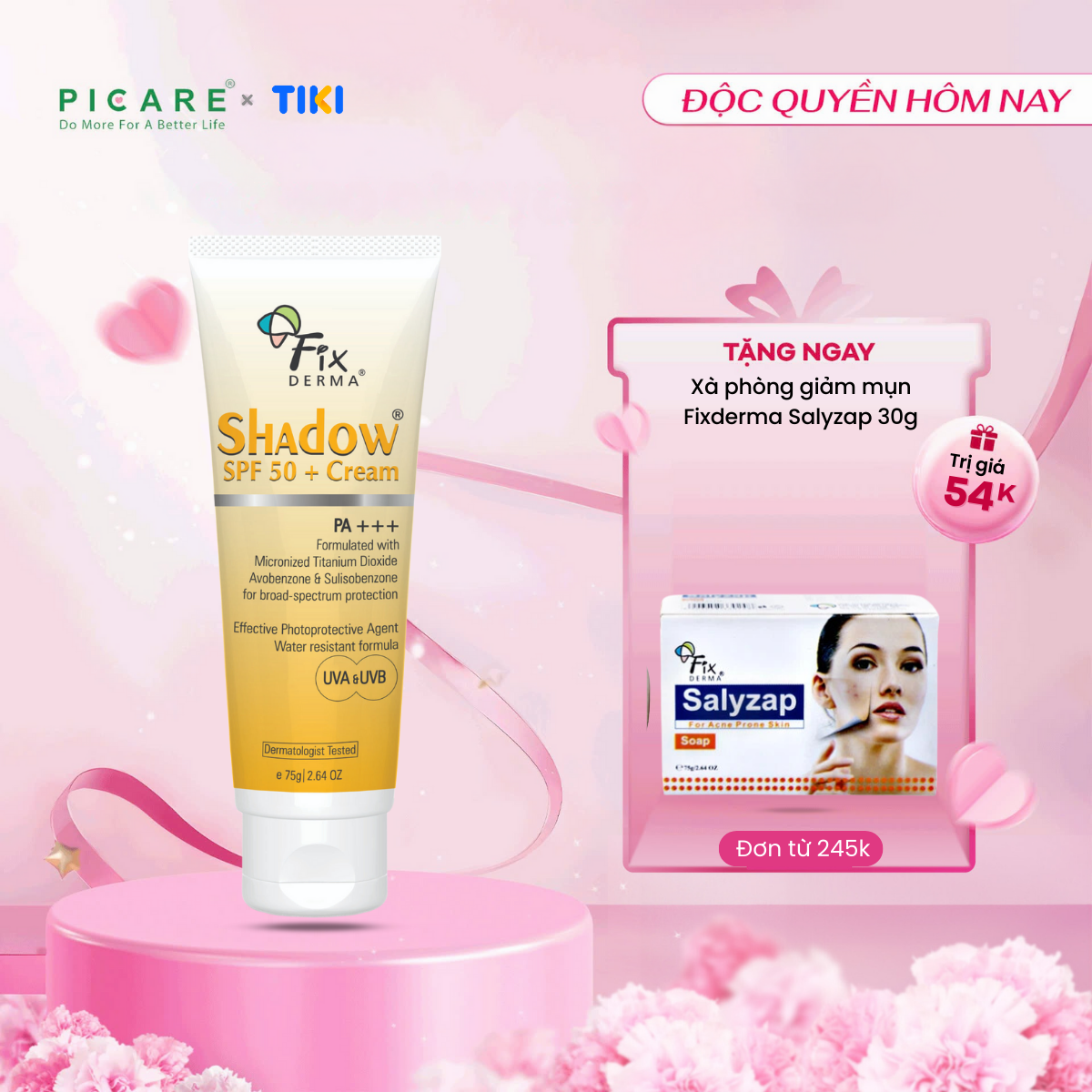 Kem Chống Nắng Fixderma Da Nhạy Cảm Shadow Cream SPF 50+ 75g