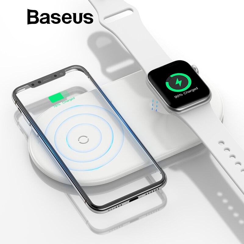 Đế sạc nhanh không dây 2 in 1 cho điện thoại và Apple Watch hiệu Baseus Dual Smart Wireless Charging Pillow (hỗ trợ công suất lên tới 10W, Wireless Quick charge) - hàng chính hãng