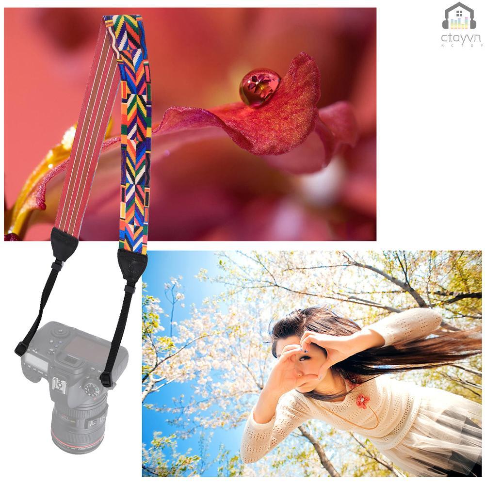 Dây đeo máy ảnh bằng cotton họa tiết nhiều màu phong cách cổ điển thay thế tiện dụng cho SLR DSLR