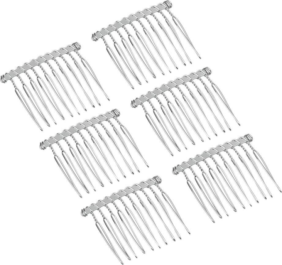 6pcs DIY Blank Metal Hair Clips Side Comb 10 Teeth Hair Accessories