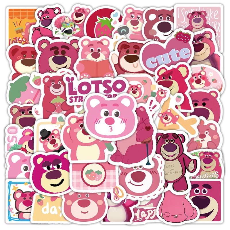 Sticker gấu dâu Lotso 30-60 hình khác nhau/ hình dán Lotso gấu dâu