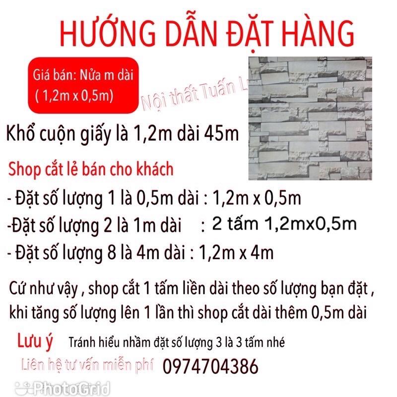Giấy dán tường vân gạch đá 3d sẵn keo dán