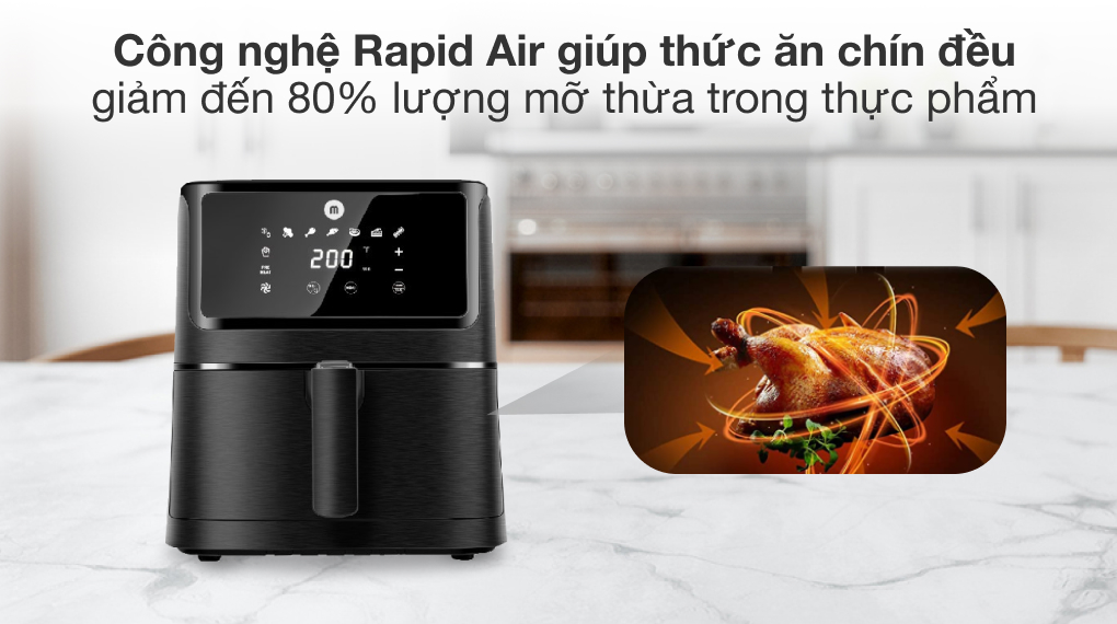 Nồi chiên không dầu 5.5L điện tử Mishio MK284 - Hàng chính hãng